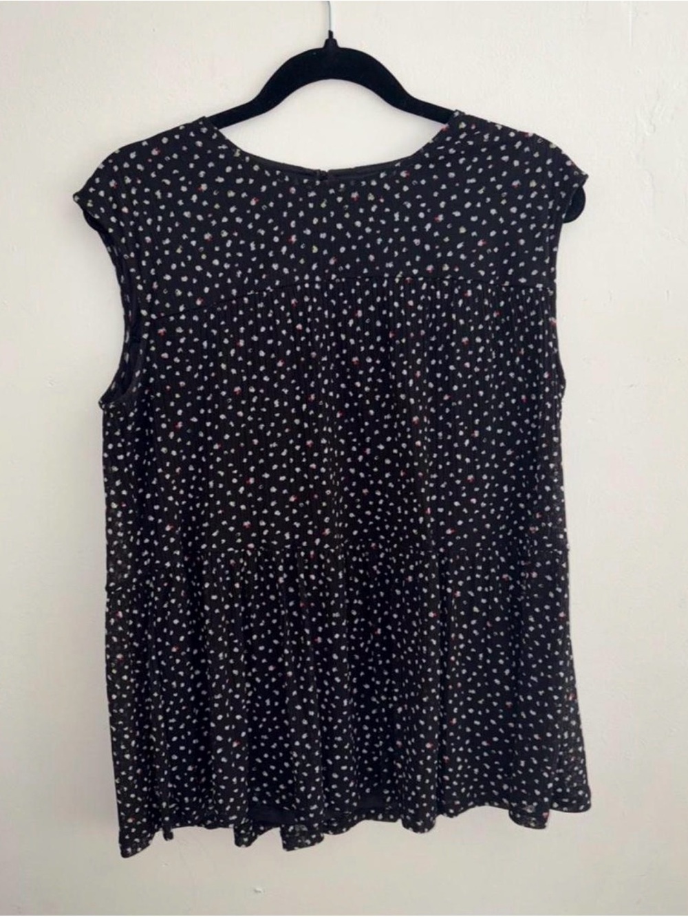 VINTAGE Juicy Couture Black Sleeveless Tunic with White & Pink Dot Print